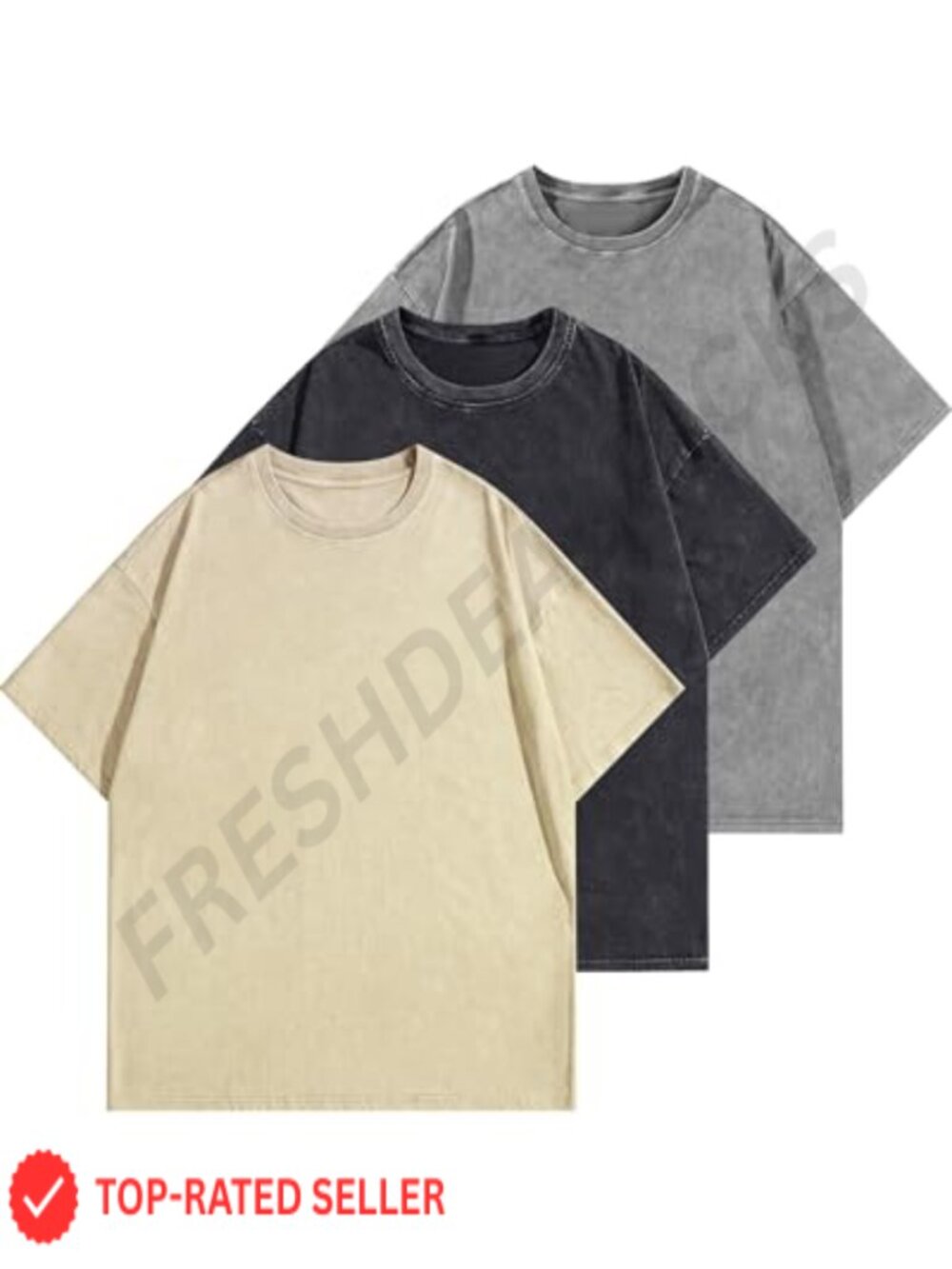 Unisex Acid Washed Oversized Distressed T-Shirt Heavyweight Cotton Tee